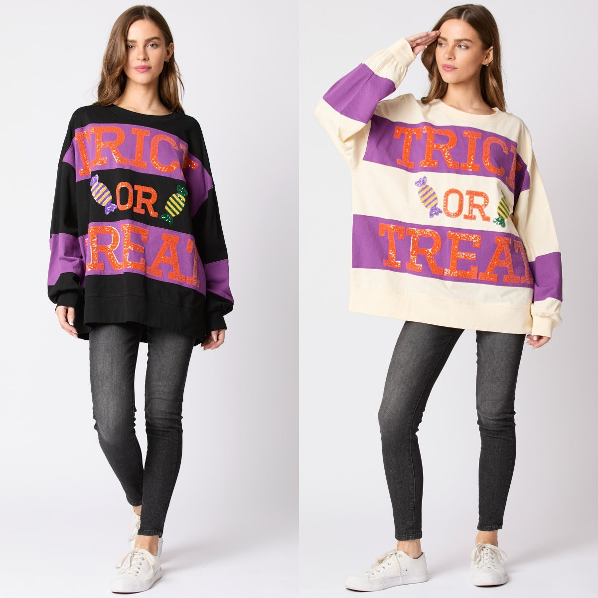 Casual Color Block Sequin Letter Hoodie Sweatshirt Women's