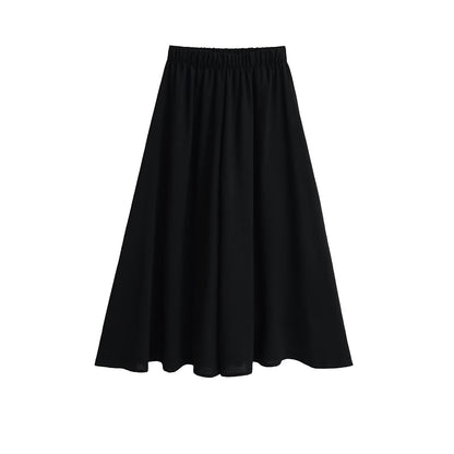 Loose elastic A-line wide leg pants, half body pants, skirt for women
