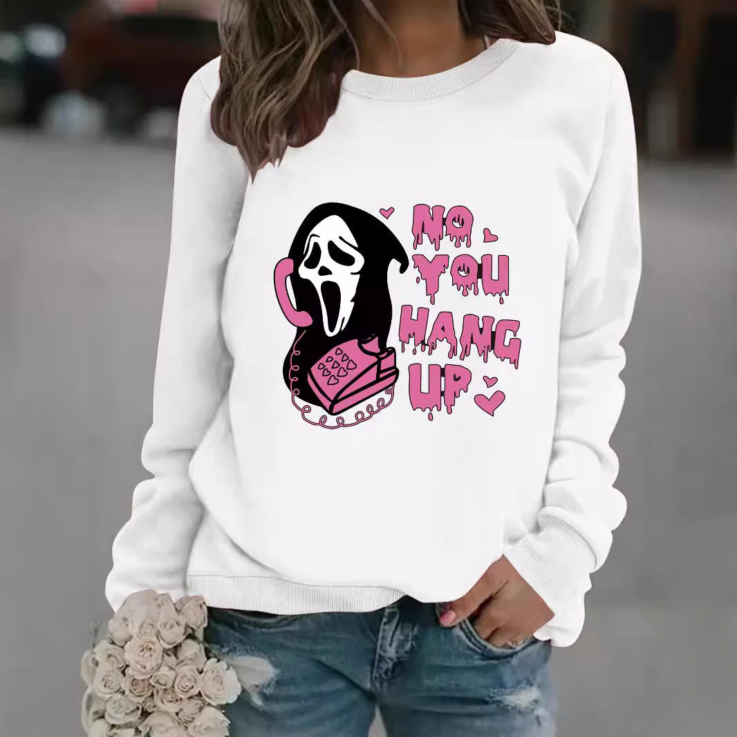 Long sleeved round neck Reaper phone print pullover sweatshirt sweatshirt sweatshirt