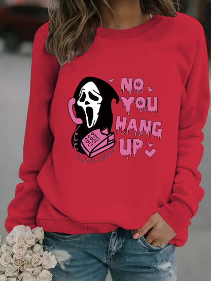 Long sleeved round neck Reaper phone print pullover sweatshirt sweatshirt sweatshirt