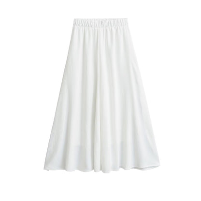Loose elastic A-line wide leg pants, half body pants, skirt for women
