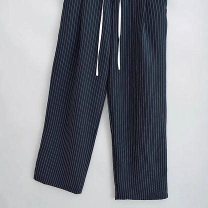 Striped lace double drawstring casual pants