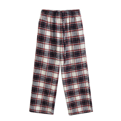 Low waisted red checkered brushed casual pants