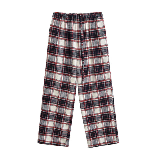 Low waisted red checkered brushed casual pants