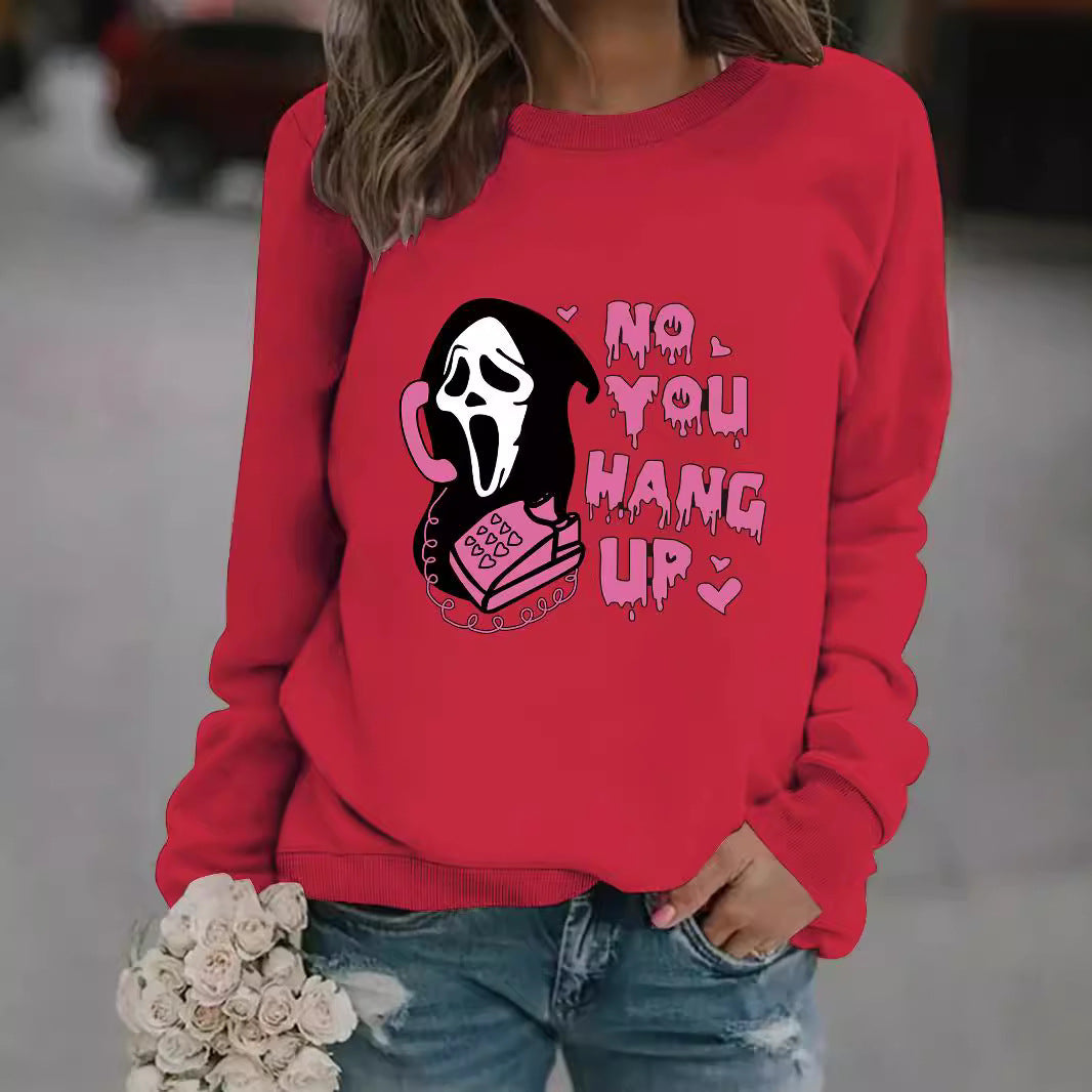 Long sleeved round neck Reaper phone print pullover sweatshirt sweatshirt sweatshirt