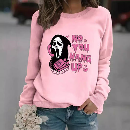 Long sleeved round neck Reaper phone print pullover sweatshirt sweatshirt sweatshirt