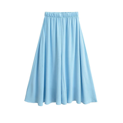 Loose elastic A-line wide leg pants, half body pants, skirt for women