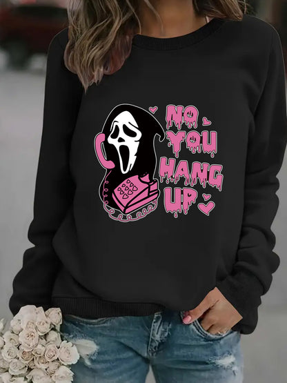 Long sleeved round neck Reaper phone print pullover sweatshirt sweatshirt sweatshirt